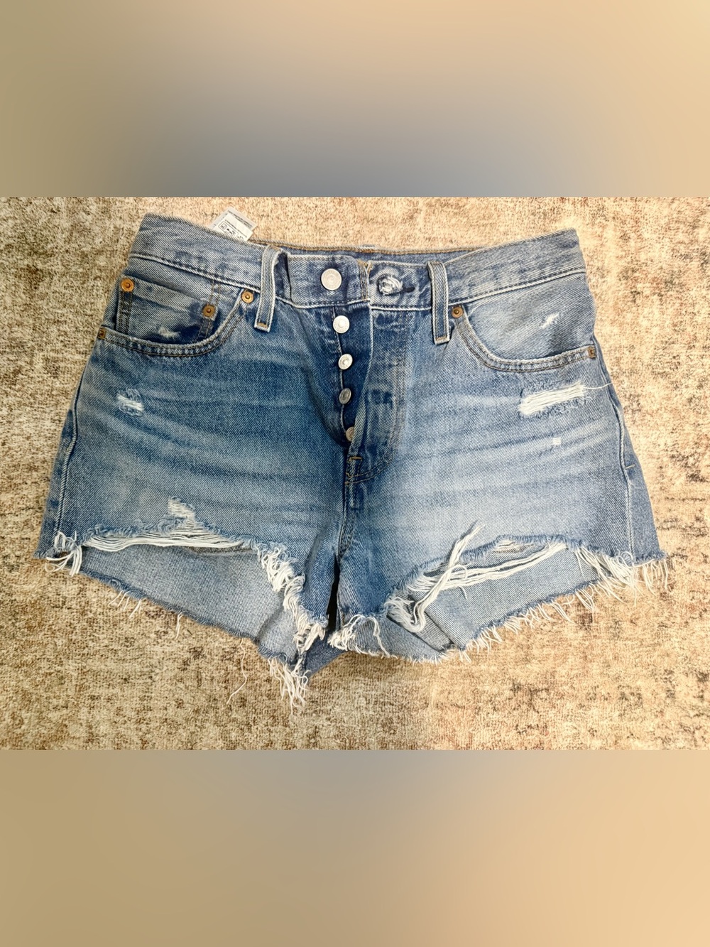 Levi's Distressed Blue Denim Cutoff Shorts